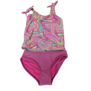 NWT New Cat & Jack Girls Small 2PC Pastel Swirl Bikini Swim Suit Swimsuit - Picture 1 of 4