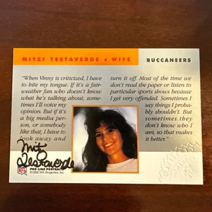 Mitzi Testaverde 1992 Pro Line Portraits Wives Autographs Auto Buccaneers - Picture 1 of 2