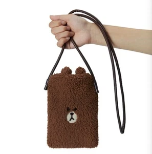 LINE FRIENDS Official Goods HUG BROWN FLEECE POUCH Umhängetasche Neu mit Etikett - Bild 1 von 9