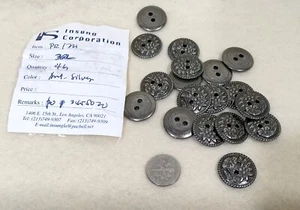 Metal Buttons 2-hole Flower Design 3 sizes Antique Silver Color Insung Corp USA - Picture 1 of 5