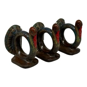 3 Vintage Keramik Truthahn Serviettenringe Erntedank Herbst Herbst handbemalt - Bild 1 von 15