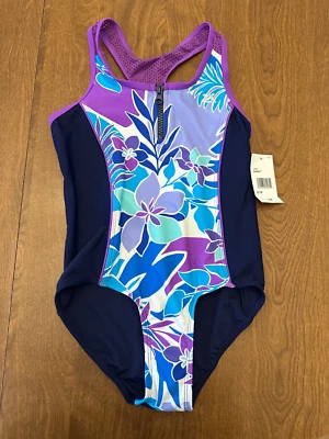 Traje de baño ZeroXposur niña pequeño 7-8 floral púrpura una pieza baño Foto 1 de 4