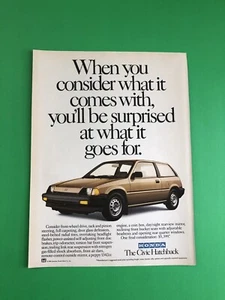 1985 HONDA CIVIC VINTAGE ORIGINAL PRINT AD ADVERTISEMENT PRINTED - Picture 1 of 1