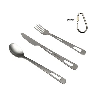 Rison Titanium Camping Cutlery Set Knife Fork Spoon Tableware for Outdoor Hiking - Image 1 of 4
