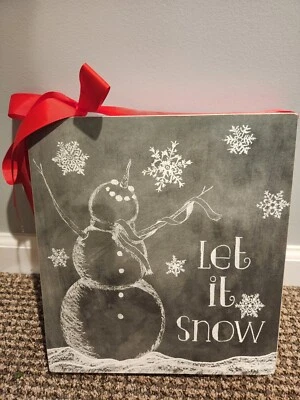 Primitives By Kathy Let It Snow Sign W Red Ribbon - Image 1 of 4