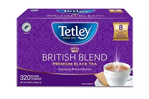Tetley British Blend Premium Black Tea, 320 Tea Bags, Rainforest Alliance Certif - Picture 1 of 8
