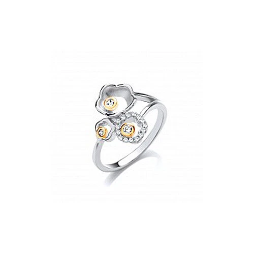 Anello Fantasia Con Fiore In Argento Sterling E Pietra Bianca - Immagine 1 di 1