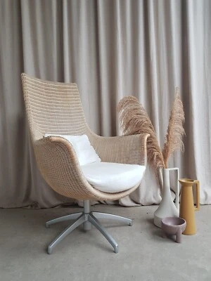 Vtg Late Mid Century Wicker Swivel Egg Chair Scandi Danish Style Retro R639 - Image 1 of 4