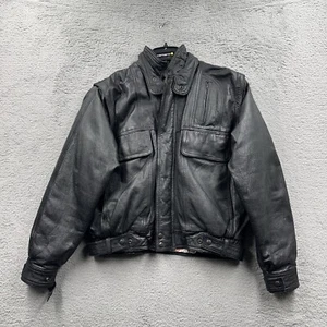 Unik Leather/Avirex Leather Jacket W/ Map Of Europe Lining Size Large Zip Vest - Picture 1 of 9