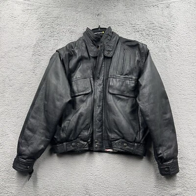 Unik Leather/Avirex Leather Jacket W/ Map Of Europe Lining Size Large Zip Vest - Image 1 of 4