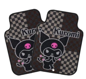 Sanrio Kuromi Car Mat Block Check Front 45 x 60cm Black Set of 2 from japan - Picture 1 of 1