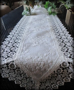 Elfenbein Prinzessin Spitze Kommode Schal Tischläufer Dach 65"" x 11"" Mantel Schal - Bild 1 von 7