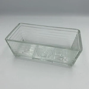RARE Vintage Glass Rectangular Refrigerator Dish/Tray Geometric Ribbed 8” x 4” - Picture 1 of 7