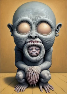 ACEO e9Art CNC cute creepy alien ugly surreal art man humorous funny monster - Picture 1 of 2