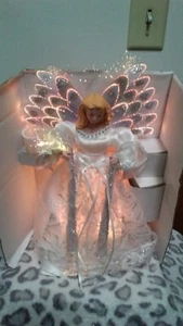 TOPPER ALBERO O ESPOSITORE DA TAVOLO IN FIBRA OTTICA NATALE ALTEZZA 10" NUOVO CON SCATOLA ORIG - Foto 1 di 8