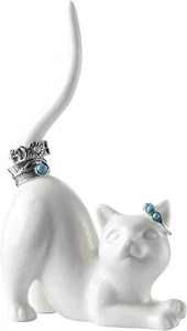 Cat Ring Holder Wedding Ring Stand Cat Lover Gift For Women Figurine Room Decor - Picture 1 of 7