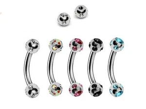 Piercing con barra curva, joyería para cejas con múltiples cristales de gemas - Imagen 1 de 13