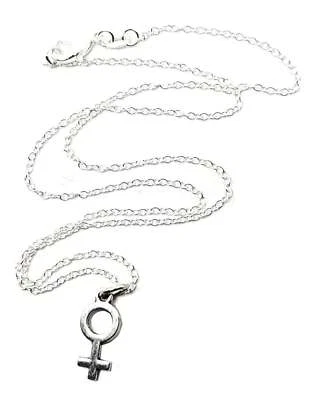 Venus Female Necklace Pendant Silver Plated Women Venus Feminist Symbol Chain - Image 1 of 4