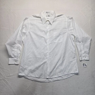 Van Heusen Satin Stripes White Long Sleeve Button Up Adult Men's Size 18.5 34/35 - Image 1 of 4