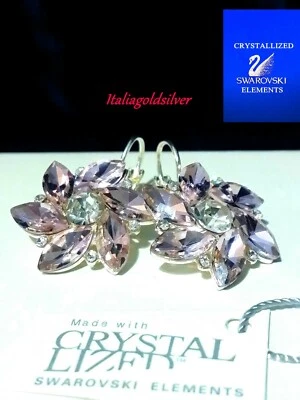 Orecchini Donna Argento Fiore Rosa SWAROVSKI ORIGINALI Gioielli Oro Diamanti new - Immagine 1 di 4