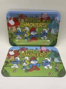 Smurfs Metal Rolling Tray With Matching Magnet Lid - 5x7 Inches - Picture 1 of 2