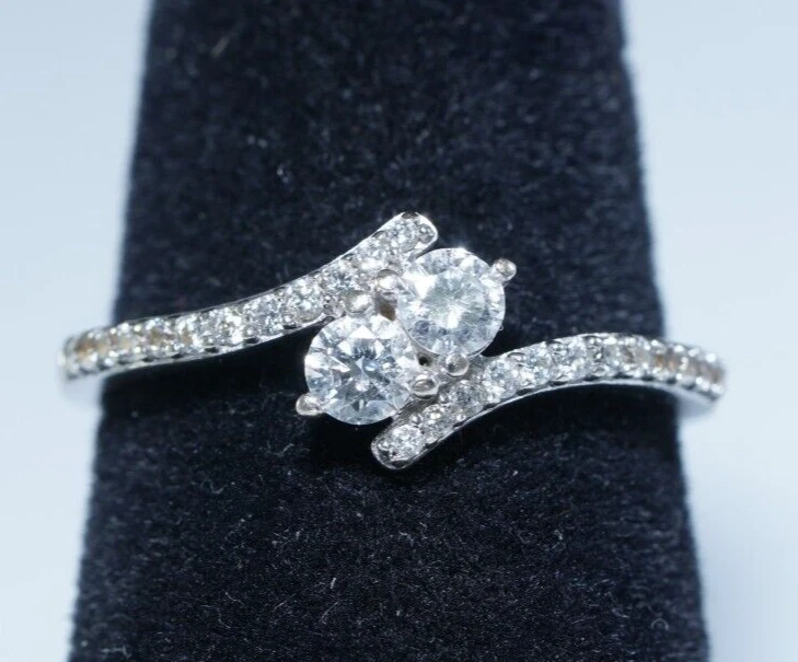 14K White Gold 1/2ctw Diamond Engagement Toi et Moi Ring Sz8 HANNOUSH $1,499.99 - Image 1 of 4