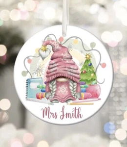 Christmas Gonk Gonks Gnome Teacher Personalised Gift Present Bauble Tree - Picture 1 of 1