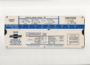 VTG 1969 Chevrolet Vehicle Selector for Campers Recreational Tow Cardboard Slide - Picture 1 of 3