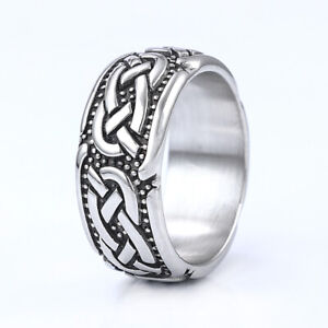 Retro Men's Fashion Jewelry Stainless Steel Irish Celtic Knot Band Rings for Men