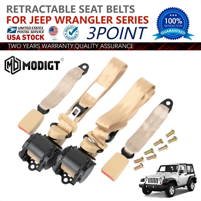 Kit de cinturón de seguridad retráctil universal de 3 puntos fijo de tres puntos para Jeep Comanche Foto 1 de 4