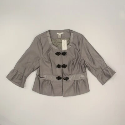 Vertigo Paris Women's Blazer Jacket Size XL Gray Beaded Peplum Evening NOS - Image 1 of 4