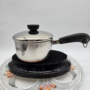 1801 Revere Ware 1 - QT Sauce Pan Pot Copper Clad Bottom W/ Lid - Picture 1 of 7