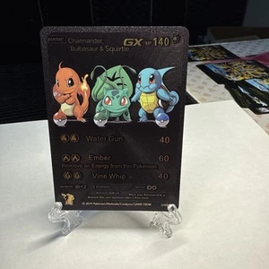 Charmander Squirtle Bulbasaur GX HP 140 Black Foil Fan Art Display Card 3/99💥💥 - Picture 1 of 2