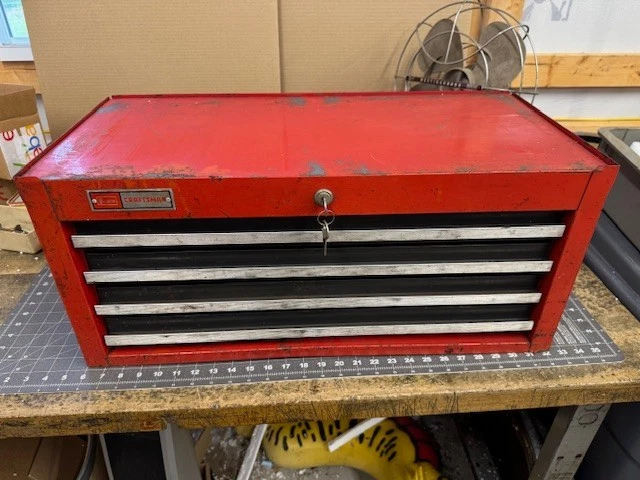 Caja de herramientas intermedia vintage Sears Craftsman 4 cajones caja de herramientas con llaves Foto 1 de 4