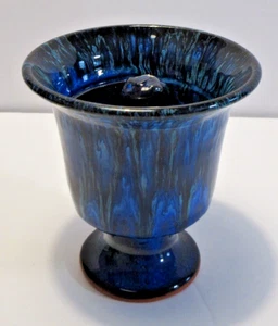 Greek Ceramic Pythagoras Greedy Cup Redware Handmade in Greece 4" Colorful Blue - Picture 1 of 5