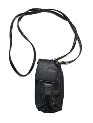 Bolsa tiracolo feminina Lodis vintage couro preto seixo carteira bolsa telefone - Imagem 1 de 4