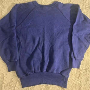 Vtg '70s Purple Cotton Raglan Single Stitch Crewneck Sweatshirt Wmns Med USA - Picture 1 of 9