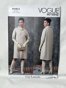 NEW Vogue V1911 Guy Laroche Bias Collar Coat Uncut Sewing Pattern sz L-XXL - Picture 1 of 2