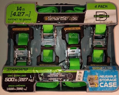 4 Pack Of Smart Straps 14ft Of Ratchet Tie Down - Image 1 of 2