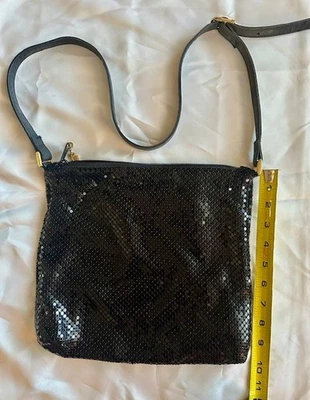 Vintage Whiting and Davis Black Metal Mesh Handbag Purse Adjustable Crossbody - Image 1 of 4