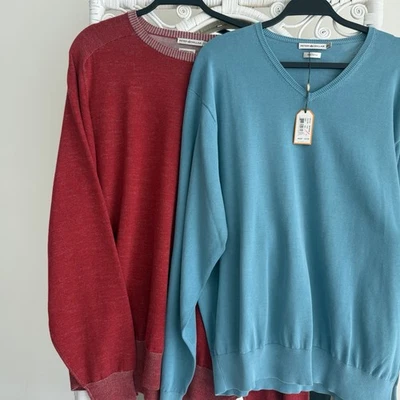 Peter Millar Sweater Lot Mens XXL Red Blue Italian Merino Wool & Cotton Pullover - Image 1 of 4