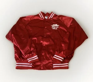 PIZZA HUT HOMESLICE Rare Shiny Red PROMO Satin Bomber Jacket Red, SZ MEDIUM - Picture 1 of 9