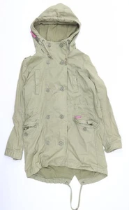 SuperDry Women's Green Military Jacket M Cotton Hooded Canvas - Picture 1 of 12
