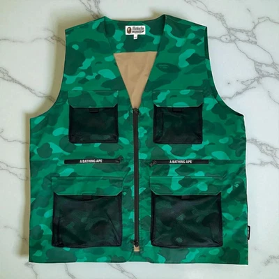 A Bathing Ape Green Camo Hunting Vest 2XL Camouflage Used - Image 1 of 4