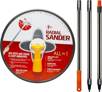 9" Hand Drywall Sander 48 Inch Extension Pole Sander - 9 Inch Radial Wall San... - Image 1 of 4