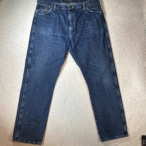 Pantalones de mezclilla Wrangler corte vaquero para hombre 40x32 azul pierna recta rancher - Imagen 1 de 18