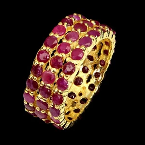 925 Sterling Silver Ring Round Ruby Natural Gemstone Jewelry Size 7 - Picture 1 of 14