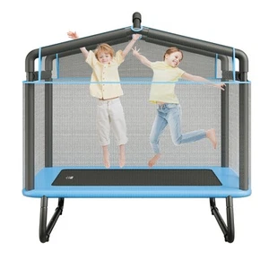 6FT Trampoline for Kids Toddlers with Enclosure Net Gymnastics Bar Hammock - Picture 1 of 12