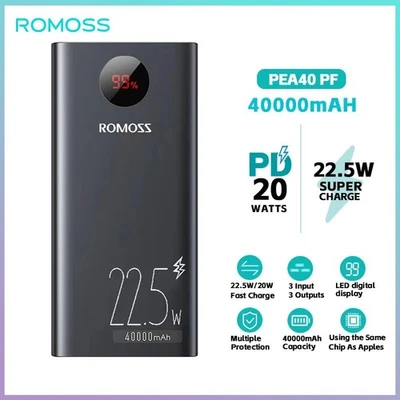 ROMOSS PD 65W Power Bank 40000mAh batteria esterna ricarica rapida - Immagine 1 di 4