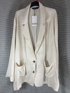 Yours Curve Women's Plus Size Relaxed Linen Blazer UK 30-32 BNWT Holiday Summer - Picture 1 of 5